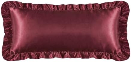 2 Pack Ruffle Satin Pillowcases Body Size 20"x54" Burgundy by QJFabricCO