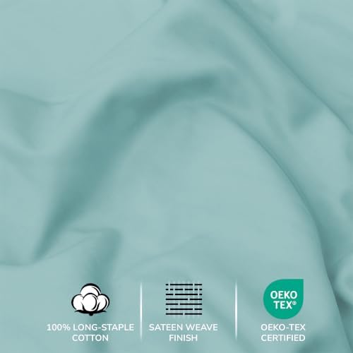 Feather & Stitch 100% Cotton Sateen 500 TC King Size Bed Sheet Set - Image 5