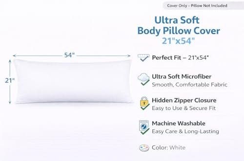 EVOLIVE Body Pillow Covers 2-Pack, Microfiber - Image 2