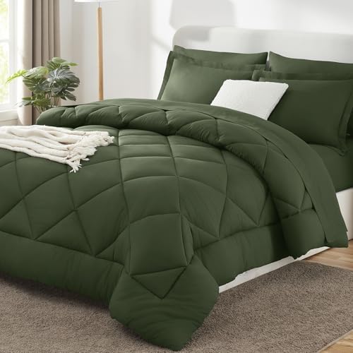 CozyLux King Comforter Set 102"x90" Olive Green by CozyLux