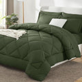 CozyLux Oversized Queen Comforter Set 98"x98", 7 Piece, Olive Green by CozyLux