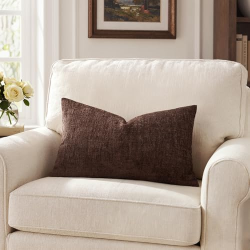 MIULEE Fall Couch Pillow Covers Textured Chenille 12x20 Beaver Fur - Image 7