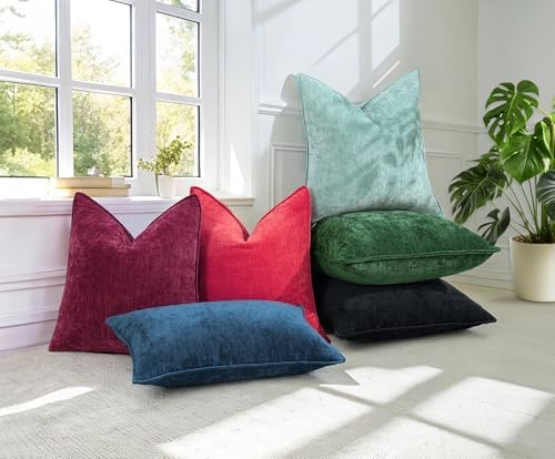 decorUhome Chenille Green Velvet Throw Pillow Covers 26x26 Set of 2 - Image 7