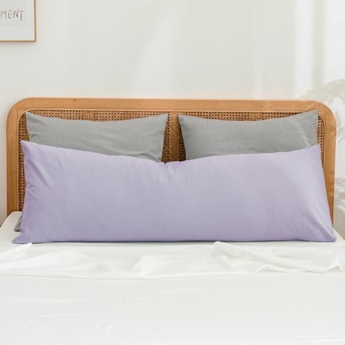 BESTOUCH Washed Cotton Pillowcases Linen Feel Taro Purple Body by BESTOUCH