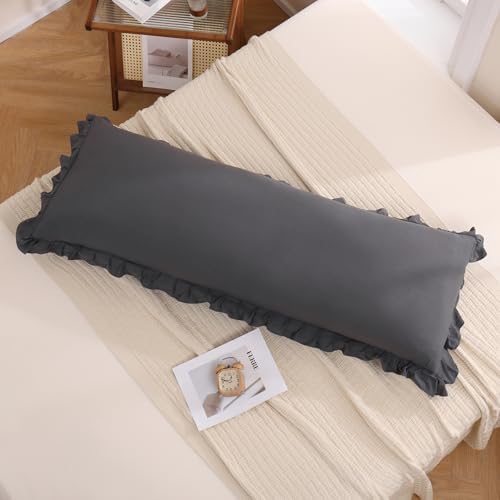 Merryword Dark Gray Body Pillow Cover 20x54inches Reversible Long Pillowcase - Image 4