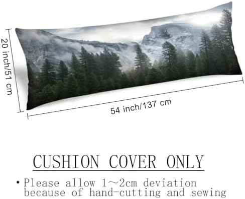 Foggy Forest Body Pillow Cover 20x54, Misty Natural Scenery Mountain Landscape - Image 4