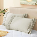 Vonty Taupe Ruffled Pillow Cases Set of 2, Standard Size, 20x26 Inch by CreateCozyLife