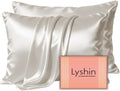 LYSHIN Beige Silk Pillow Cases 2 Pack Standard Size by LYSHINSILKPILLOWCASES