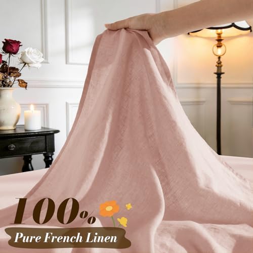 SONORO KATE 100% French Linen King Size Sheets Set, Natural Flax Bedding - Image 2