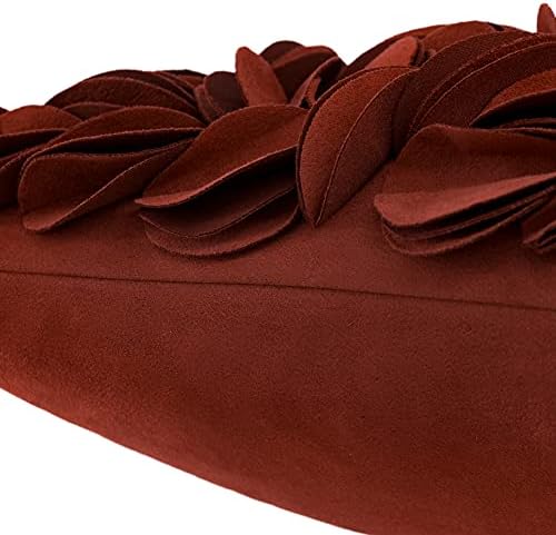 KINGROSE Handmade 3D Flower Throw Pillow Cover, Rust Red, 12x20 Inches - Image 4