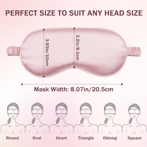 Amrules 2 Pack Silk Sleep Mask Set Adjustable, Blush Pink & Black - Image 2