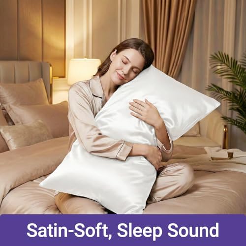 2 Pack Satin Pillowcases White Queen Size 20x30 Inch - Image 7