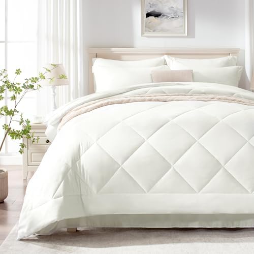 Love's cabin Full Comforter Set Ivory, 7 Pieces Full Bed in a Bag, All Season - Image 2
