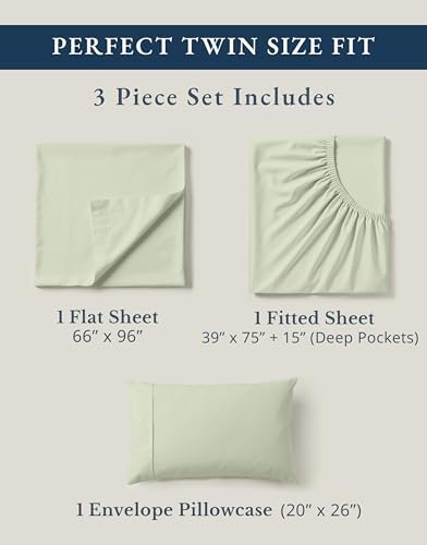 LANE LINEN 100% Organic Cotton Twin Sheets, Soft & Comfy Percale Weave - Image 4