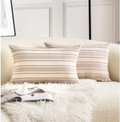 Cethom Decorative Boho Lumbar Throw Pillow Covers, Farmhouse Textured Pillow by Cethom