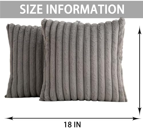 Pack of 2 Faux Fur Christmas Throw Pillow Covers 18x18 Inch, Dark Grey - Image 4