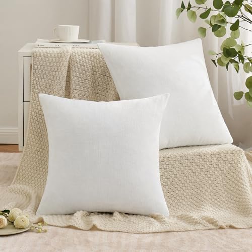 MIULEE White Chenille Couch Throw Pillow Covers - Image 4