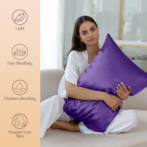 Silk Like Satin Pillowcase Standard Size, 2 Pack, 20x26 Inches - Image 2