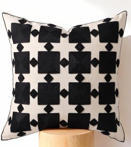 Embroidered Throw Pillow Cover 18x18 Inch by Kokaaee