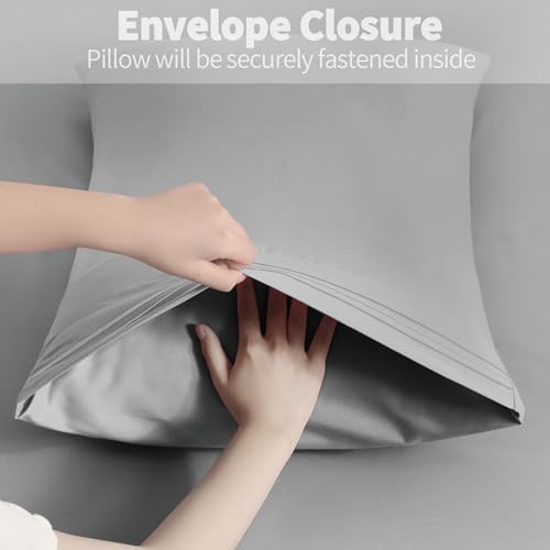 Horbaunal Microfiber Body Pillow Covers, Light Grey, 2 Pack - Image 4