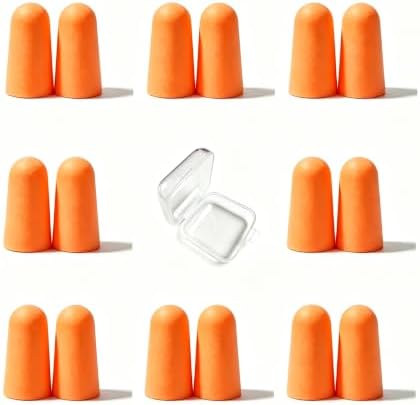20 Pairs Orange Reusable Ear Plugs, 32dB NRR Noise Reduction, Washable by vvmotes