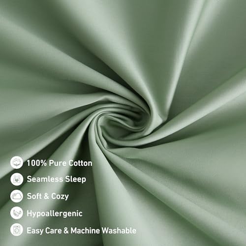 Leeden 100% Cotton Body Pillow Cover 21x54, Envelope Closure, Sage Green - Image 4