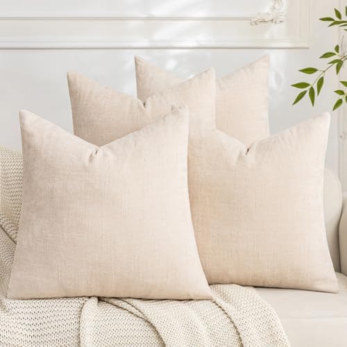 Set of 4 Soft Textured Decorative Throw Pillow Covers 24x24 Inch Cozy Farmhouse by Cozoomy