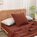 BESTOUCH Washed Cotton Pillowcases Linen Feel Crimson Red Euro by BESTOUCH