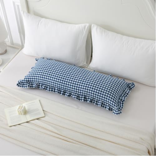 Gingham Lumbar Pillow Cover 36x14, Ruffle Trim, 1 Pack - Image 7
