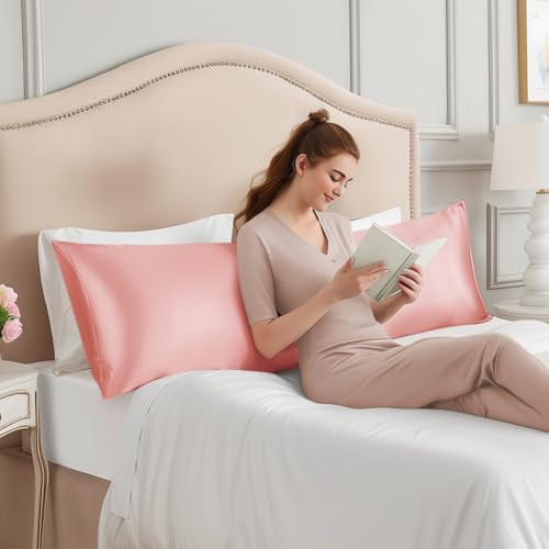 INFIIXSO Mulberry Silk Body Pillow Pillowcase, Blush Pink - Image 4