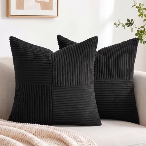 Fancy Homi 2 Packs Black Decorative Throw Pillow Covers 20x20 Inch by Fancy+Homi