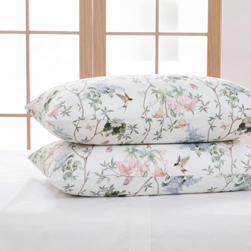 Bedorm 100% Cotton Pillowcases Set of 2 Standard Size Pink Floral Pillow Cover - Image 5