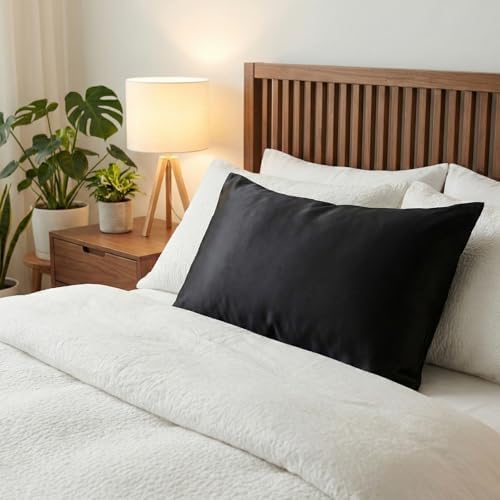 2 Pack Satin Pillowcases Black Standard Size 20x26 Inch - Image 4