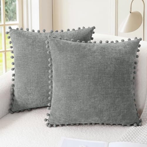 CaliTime Decorative Couch Throw Pillow Covers 18 X 18 Inches Medium Grey by CaliTime