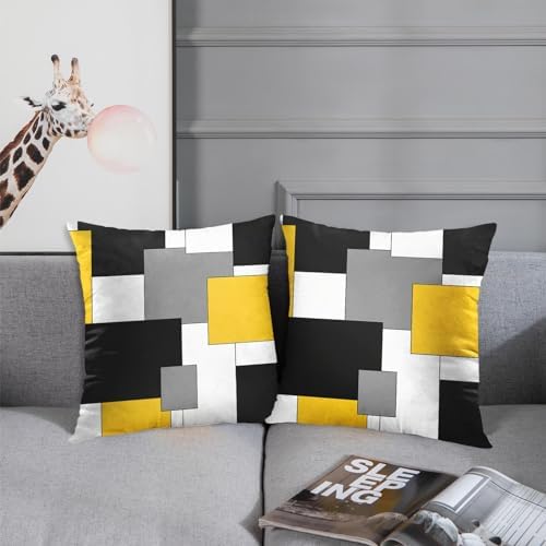 Emvency Throw Pillow Covers Set of 2, 18 x 18 Inch, Geometric Yellow - Image 5