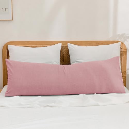 BESTOUCH Washed Cotton Pillowcases Linen Feel Red Pink Body by BESTOUCH