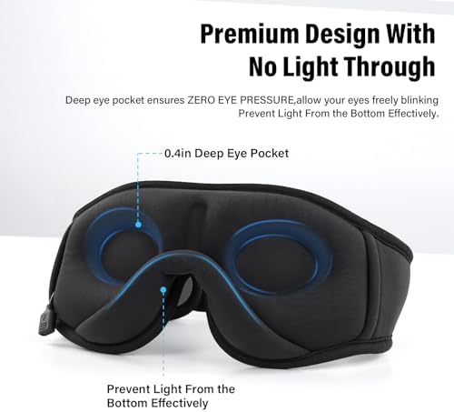 Sleep Mask with Bluetooth Headphones, 3D Sleep Mask Wireless Music Eye Mask - Image 4