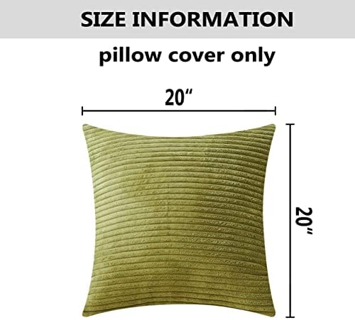 Home Brilliant Summer Pillow Covers 20x20 inch Solid Supersoft Corduroy Stripes - Image 5
