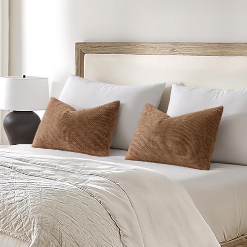 MIULEE Dercorative Lumbar Throw Pillow Covers 12x20 in Golden Brown 2 Pack - Image 3