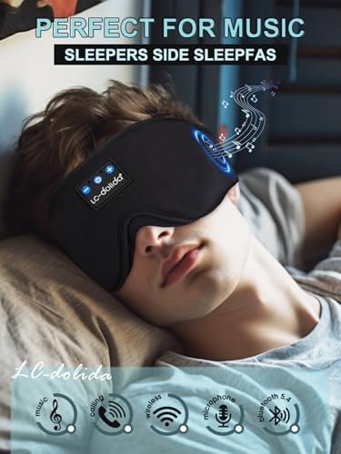LC-dolida Sleep Headphones, 3D Sleep Mask Bluetooth Wireless Music Eye Mask - Image 3