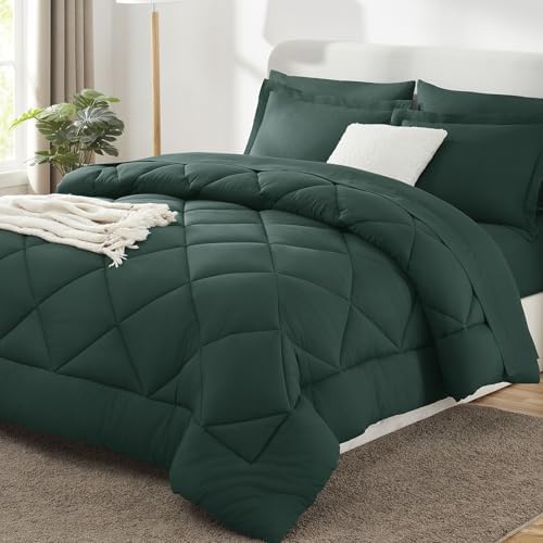 CozyLux Queen Comforter Set 88"x88" Forest Green by CozyLux