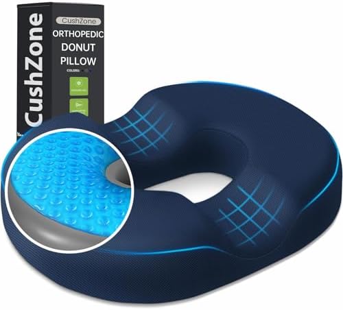 Donut Pillow Seat Cushion, Cooling Gel Memory Foam Chair Cushion by CushZone