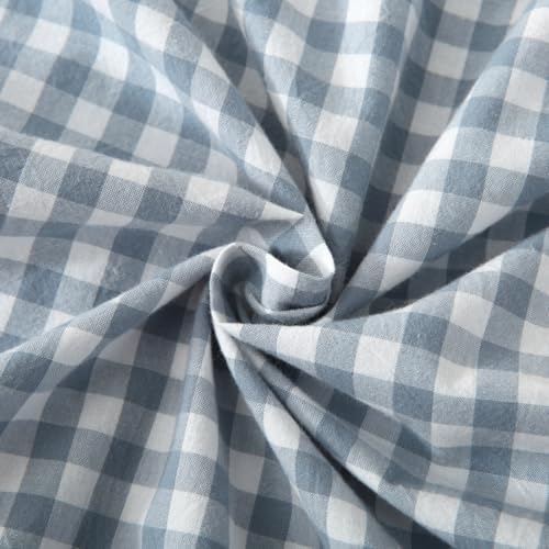 Silnuo 2 Pack Blue/White Plaid Gingham Ruffle Throw Pillow Covers 24"x24" - Image 4