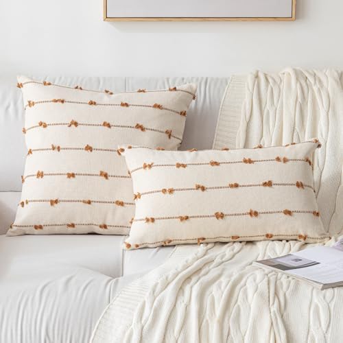 YEENAASY Boho Throw Pillow Covers 12x20 Set of 2 Farmhouse Pillow Cases - Image 2