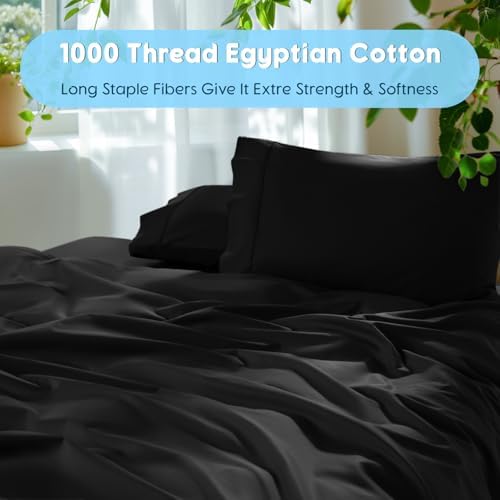 SONORO KATE 1000 Series 100% Egyptian Cotton Queen Sheets, Extra Deep Pocket - Image 3