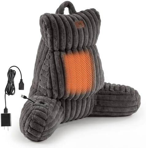 Amélie Home Heated Faux Fur Reading Pillow 3 Temperature Backrest by Am%C3%A9lieHome