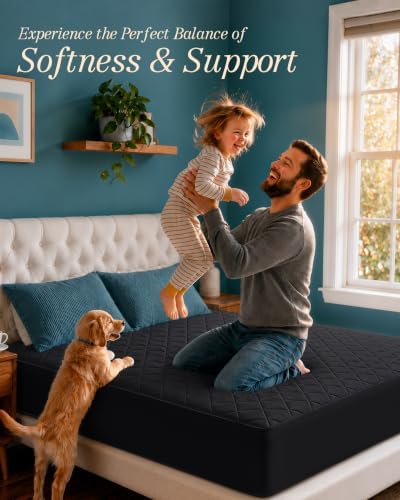 Queen Mattress Pad, Quilted Mattress Protector Topper fits 16" Deep Pocket - Image 6