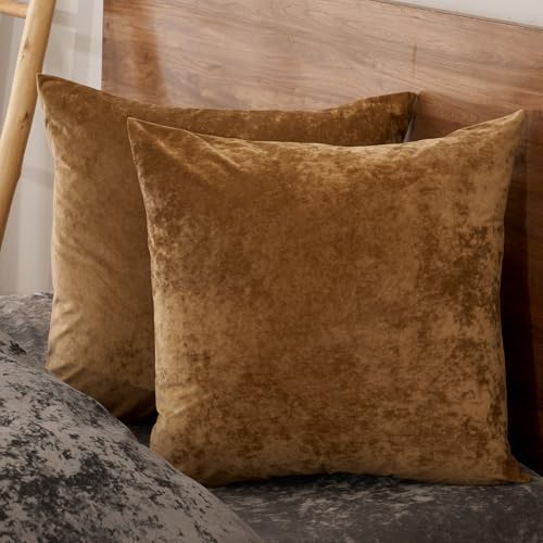PHF Truly Velvet Euro Shams 26"x26", Rusty Burnt Orange, No Insert, 2 Pack by PHF