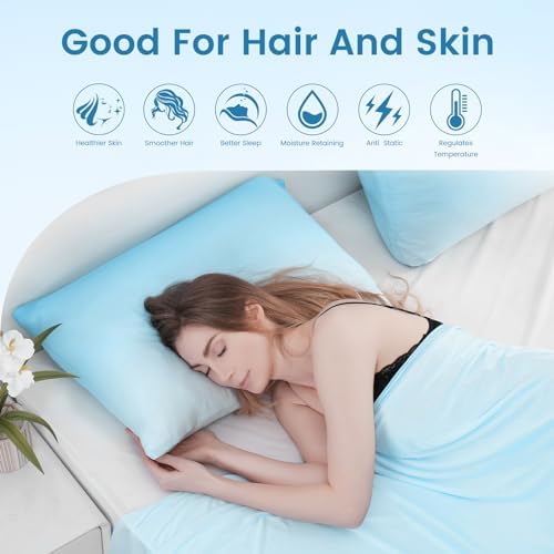 LUXEAR 2 Pack Cooling Pillow Cases, Gradient Light Blue - Image 3