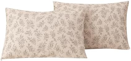 ECOCOTT Floral Botanical Pillowcases King Size 2 Pack, 100% Washed Cotton by ECOCOTT